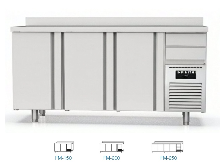 Mesas Refrigeradas Fondo 600 – Sin o Con Puertas de Cristal